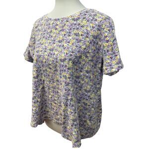 Laura Scott  Womens 16/18W Short Sleeve Floral Cotton Blend Short Sleeve Tee